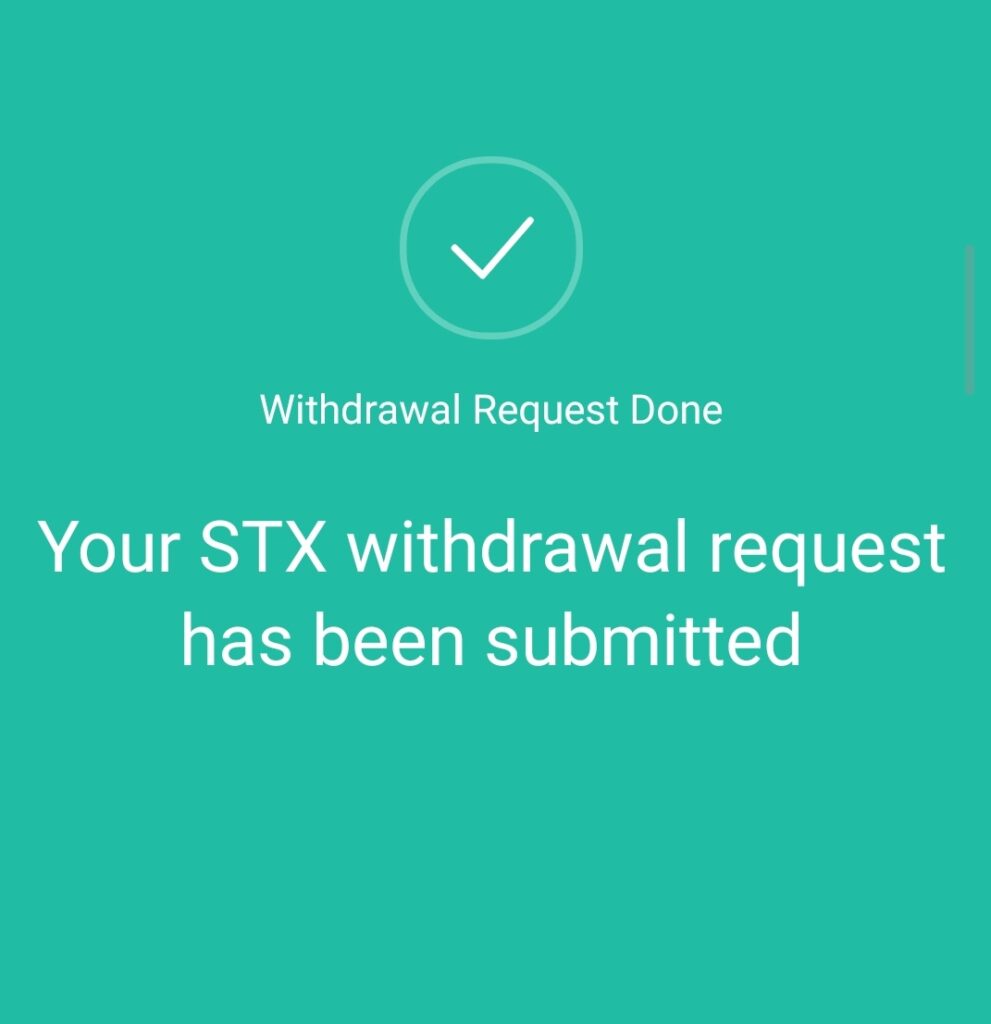 Confirmacion de envio de token STX a wallet hiro wallet